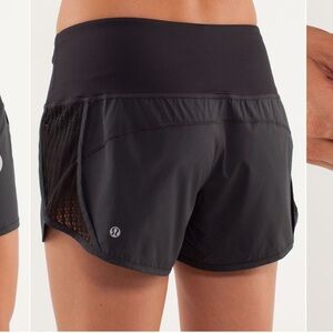 Like New Lululemon Run Sprinter Short Black Running Shorts Zip Pocket Size 6